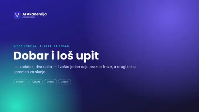 Prvi kadar video lekcije Dobar i loš upit